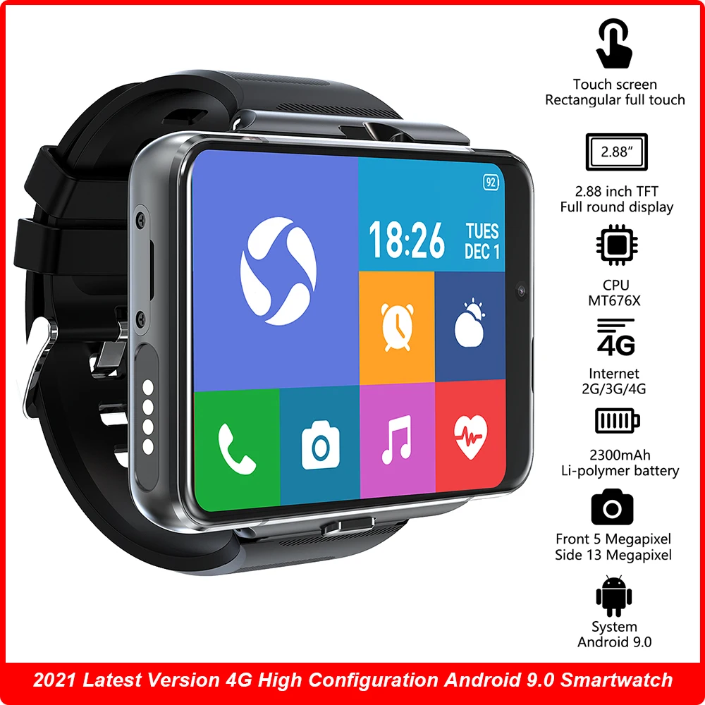 

2,88 дюймов AMOLED MT6761 видео звонки игры Android часы 13 МП 5 Мп двойная камера 4G Wi-Fi бизнес телефон смарт-часы для IOS Apple Watch
