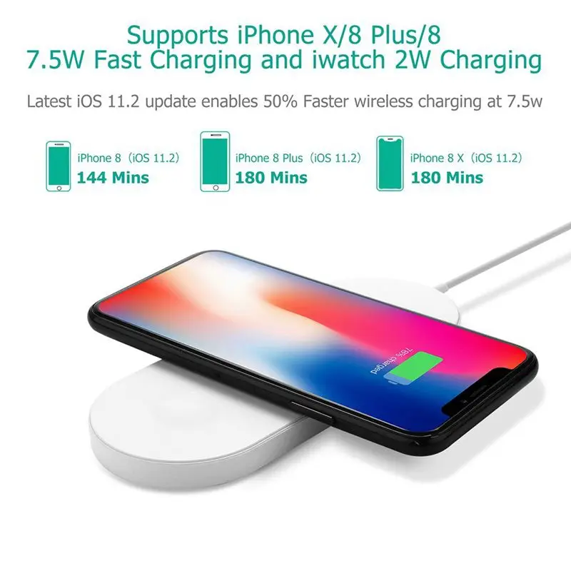 Airpower для iWatch 2 3 QI Беспроводное зарядное устройство iPhone X 8 8plus Быстрая зарядка Pad Apple