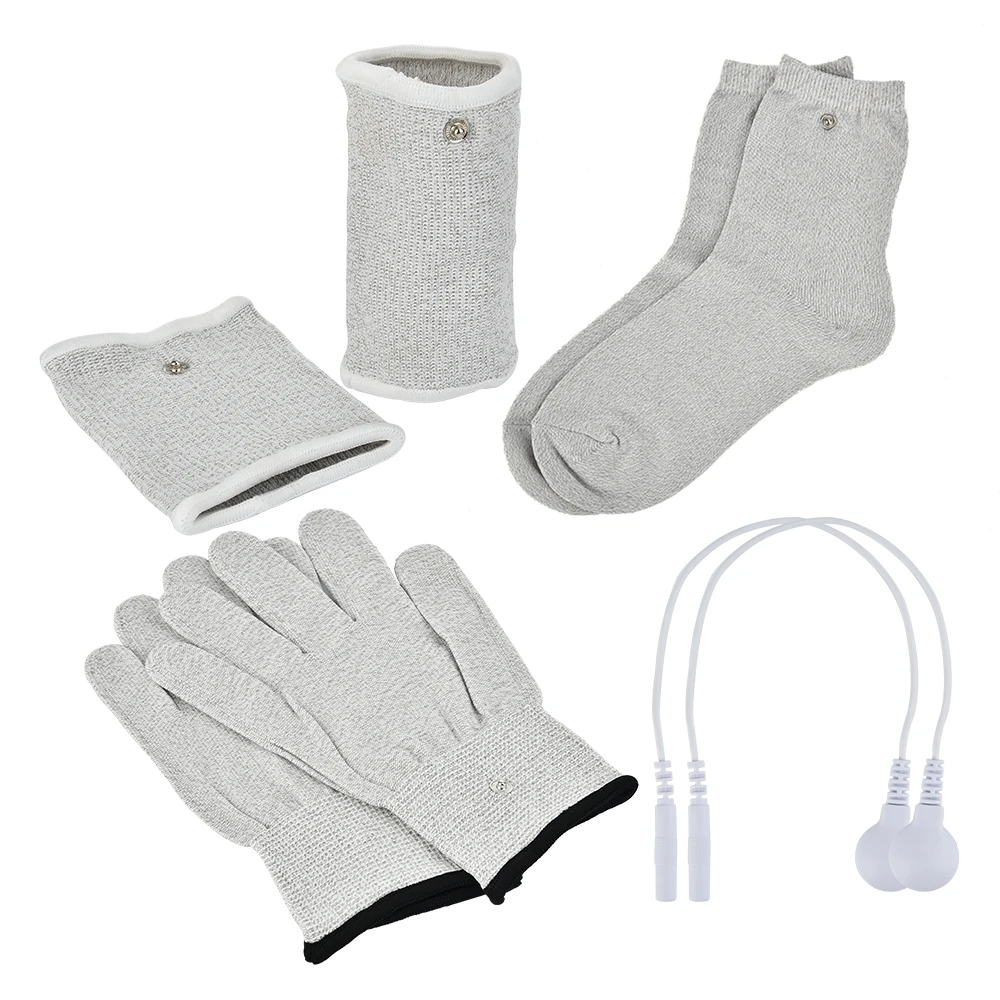 

Conductive Silver Fiber TENS/EMS Electrode Therapy Gloves/Socks/Bracers with Cable Electrotherapy Unit for Phycical Therapy