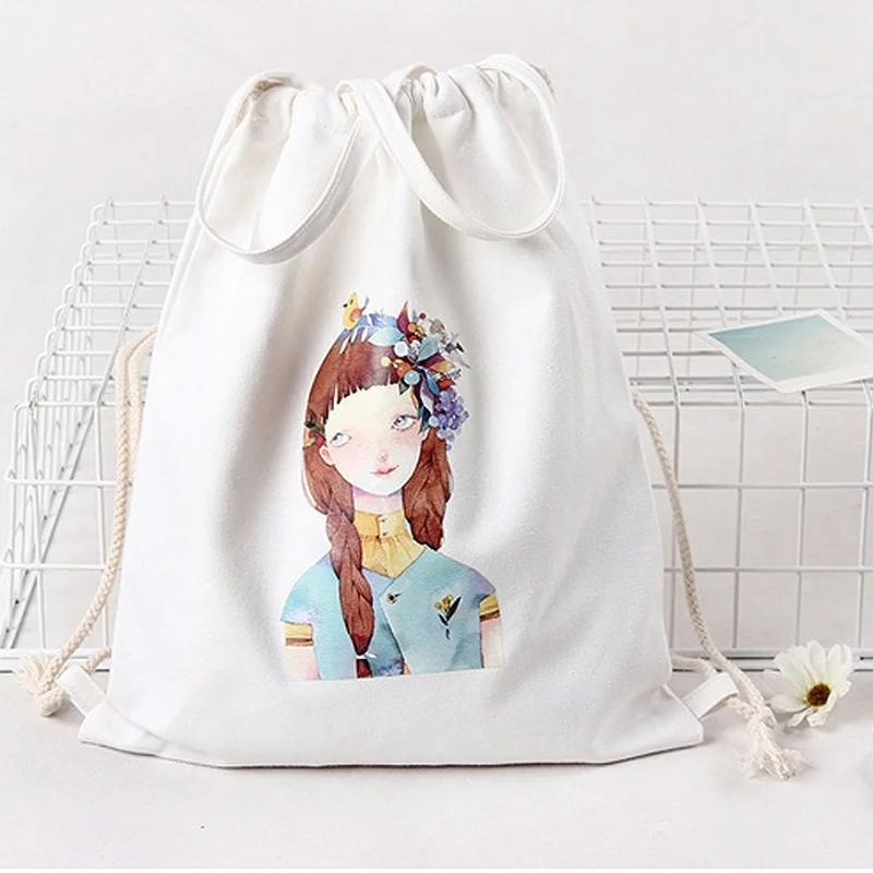 

ETya Women Casual Canvas Travel Storage Tote Pouch Fashion Drawstring Backpacks