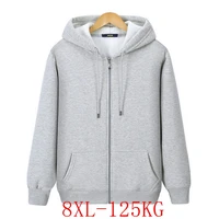 large size womens hoodie 4xl 8xl fashion large size womens zipper pocket plus velvet loose casual hooded sweatshirt bust 140cm