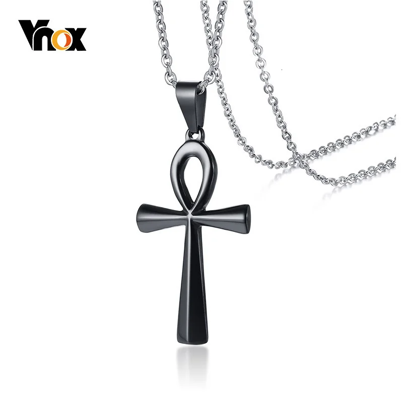 Vnox Ankh крест ожерелье кулон ключ жизни три тона из нержавеющей стали Египетский крест мужской воротник молитва подарки