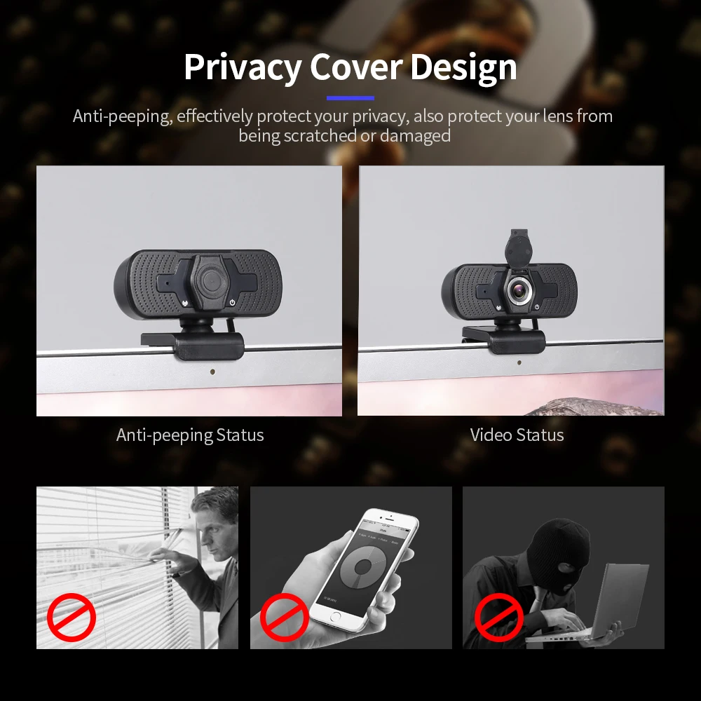 

1080P Webcam HD USB Web Camera with Privacy Cover Noise Isolating Microphone PC Camera for PC Laptop Desktop Computer Webcam