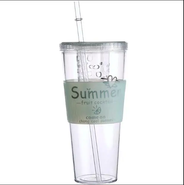 

Plastic Water Bottles With Infuser Straw Type Summer Korean style 4 Colors Food grade PC material 850ml Home and office use