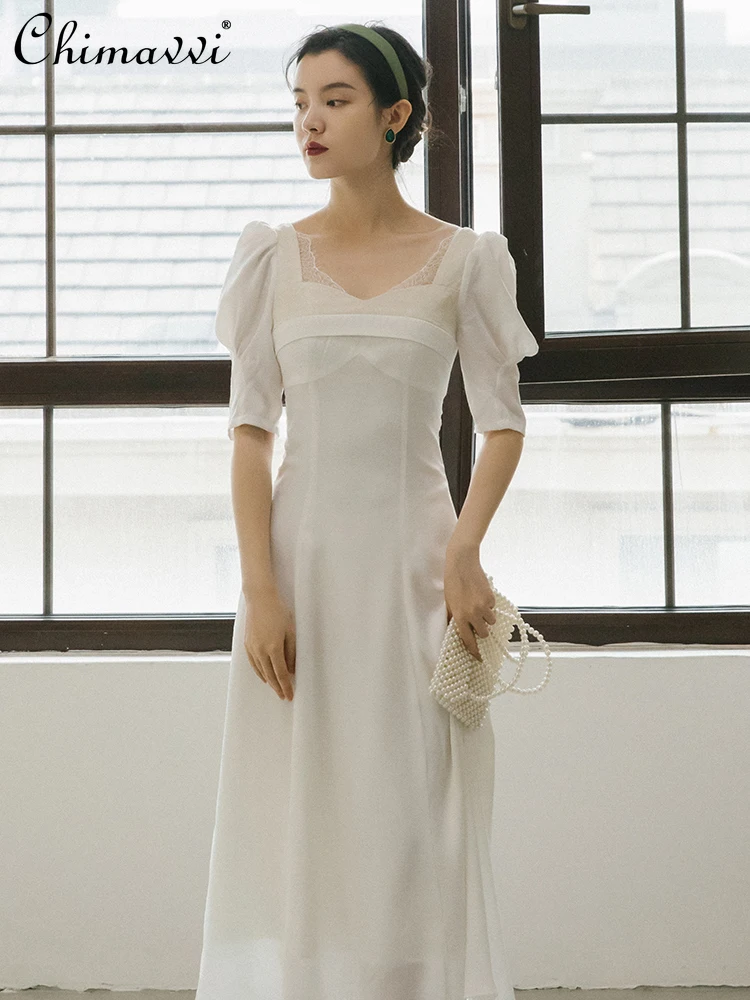 

Женское вечервечерние платье, белое длинное платье с пышными рукавами, в стиле ретро, большие размеры, лето 2021