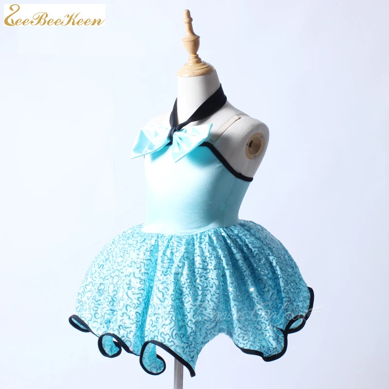 

Sequins Bow-knot Ballerina Children Dancewear Blue Ballet Dress Girls Swan Lake Ballet Costume Stage Show Performance For Girls