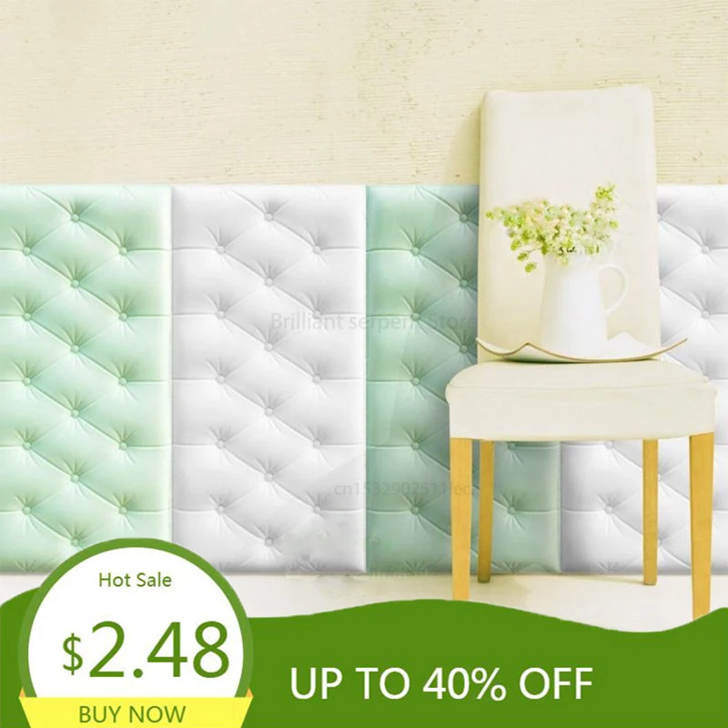 

Настенные 3D стикеры из мягкой пены, «сделай сам», панели для стен с плитой, украшение для дома, кожаные водонепроницаемые самоклеящиеся обои...