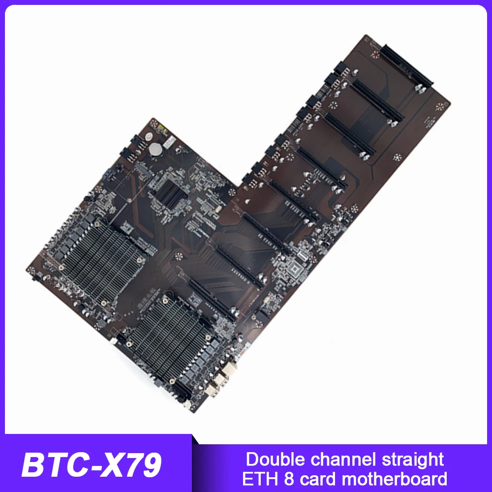 

BTC-X79 двойная CPU майнинговая плата, прямая 8 карт DDR3, 2011 контактов, 65 мм, ETH материнская плата для 3060, графическая майнинговая плата