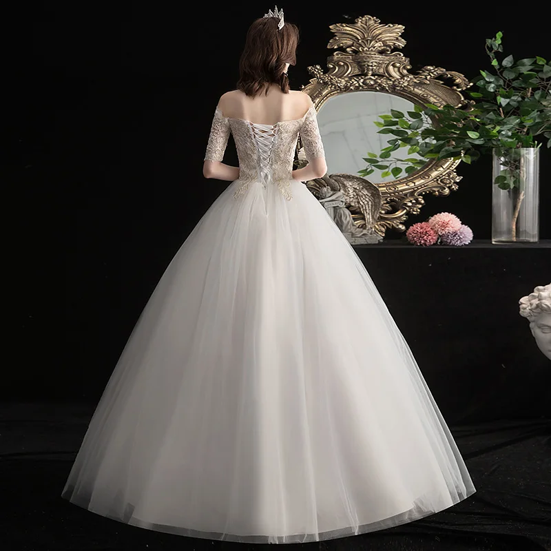 Женское свадебное платье с вырезом лодочкой винтажное элегантное бальное на