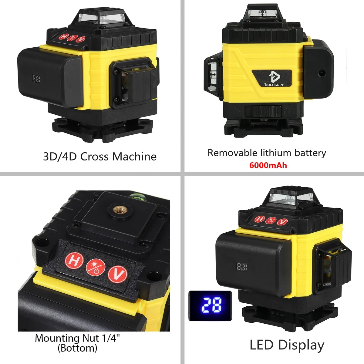 

12/16 lines Laser level 4D 360 Green measure Level Horizontal & Vertical Construction tools auto self-leveling With 100cm Tripod