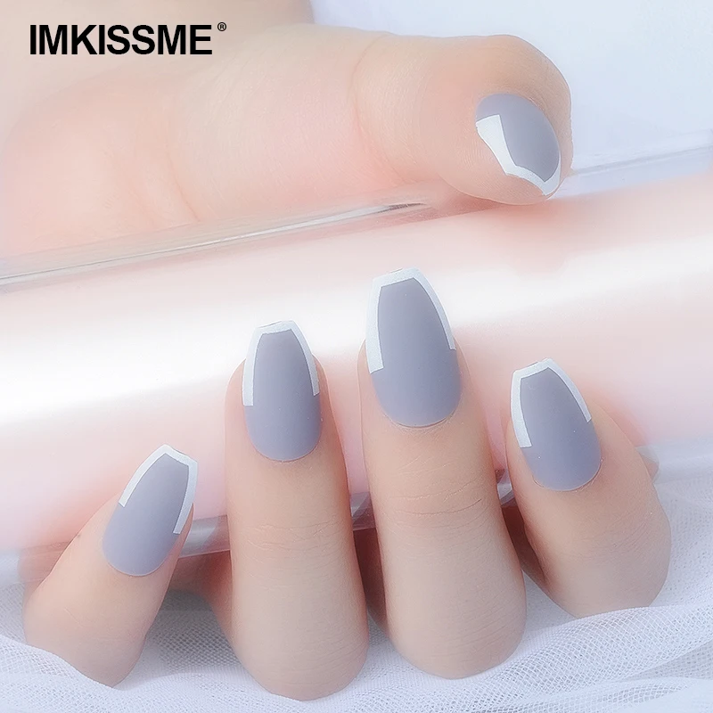 

IMKISSME Lisa Fake Nails Art Tip Press on Nails with Glue Designs Full Artificial Cover IK54