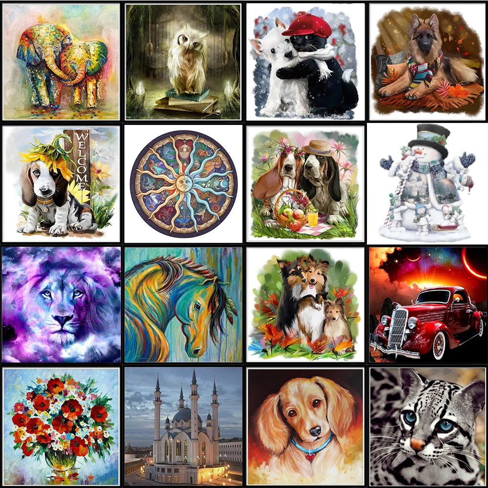 5D алмазная живопись с животными полная Алмазная картина щенок слон Сова Лев