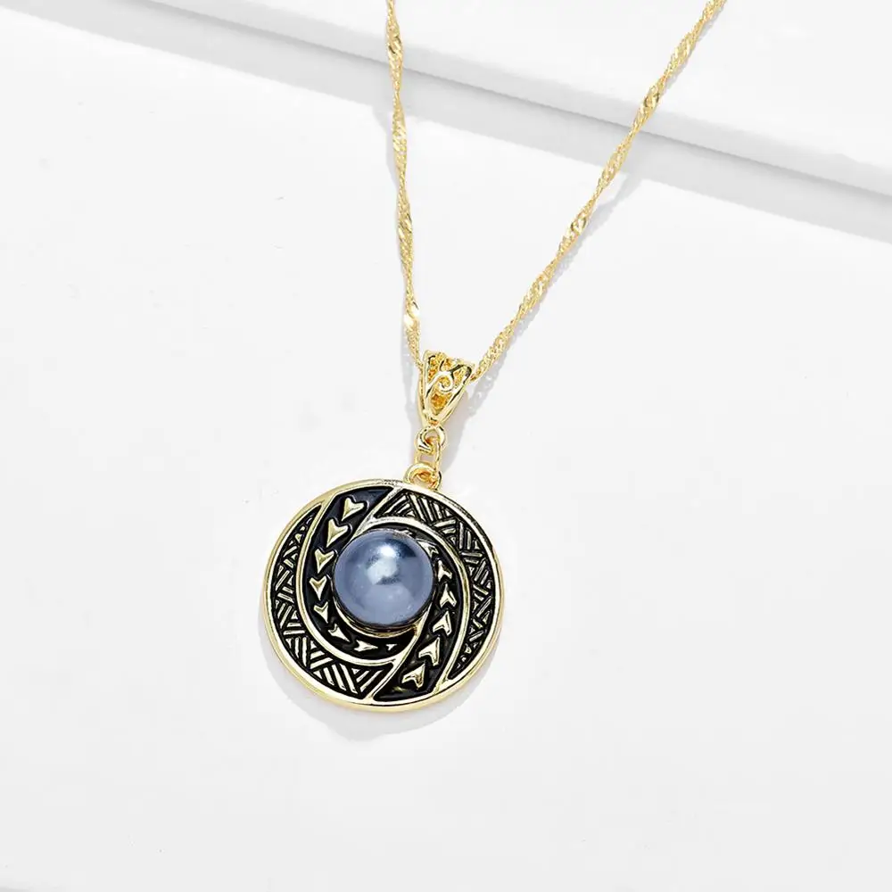 

SophiaXuan Polynesian Hawaiian Pearl Necklace Filled Jewelry Long Chain Big Pendant Necklaces 2021 Vintage Sweater Chain Gold