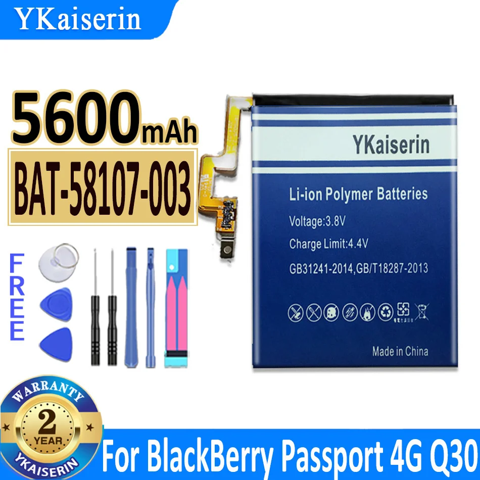 

5600mAh YKaiserin Battery BAT-58107-003 for BlackBerry Passport 4G Q30 SQW100-1 SQW100-3 High Capacity Battery Bateria