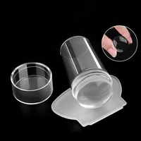 new 2pcsset nail art templates clear jelly silicone stamper scraper set with cap stamping transfer plate nail art tool tslm2
