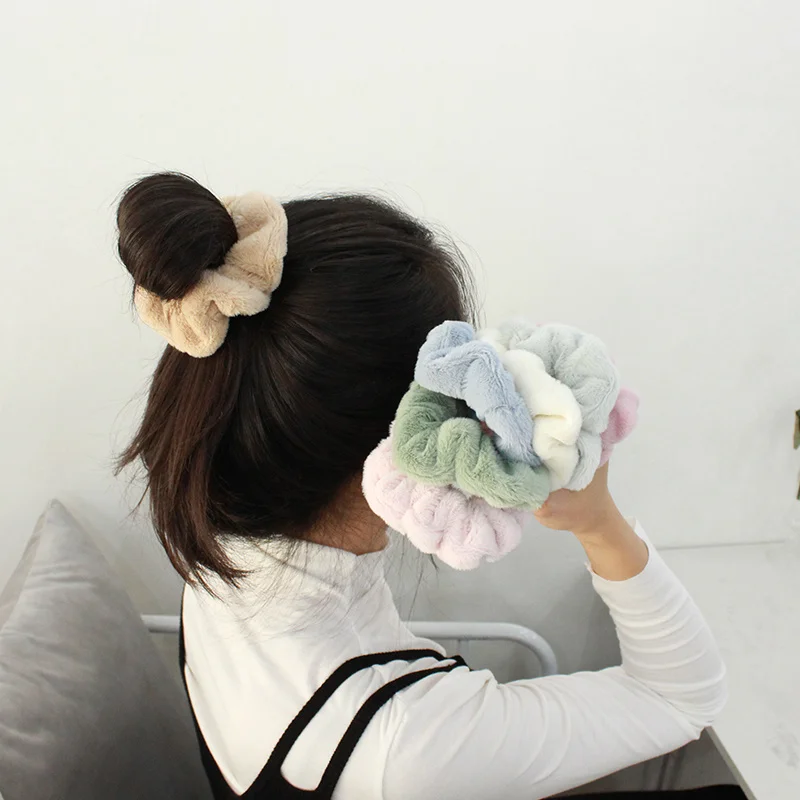 

JIFANPAUL-coletero con banda elástica Multicolor para niña, tocado de felpa grande, lazo Lntestine, accesorios para el cabello