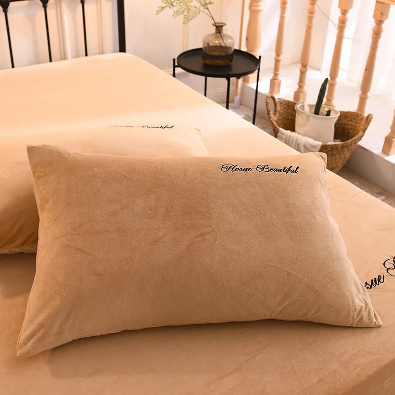 

crystal velvet sleeping Pillow Cases Solid Color Pillowcases Brief Style Pillow Case Cover 2 Piece 48cm*74cm