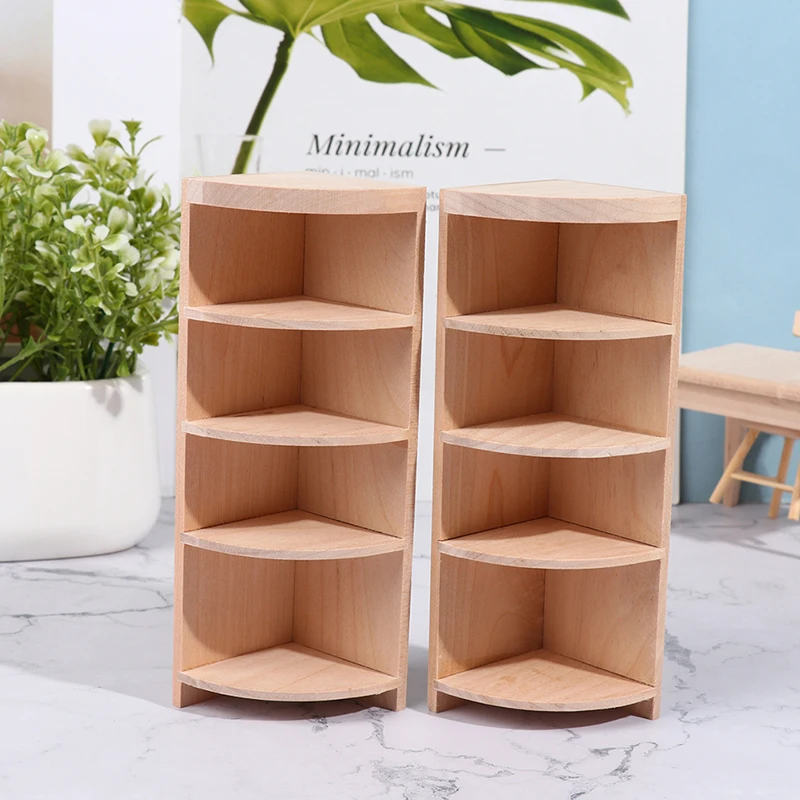 

1 Pc 1/12 Dollhouse Miniature Wooden Multi Layer Storage Corner Cabinet Model Toys