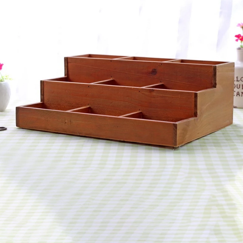 

Retro Finishing Wood Trapezoidal Storage Cabinet Small Display Cabinet Storage Box Home Decor