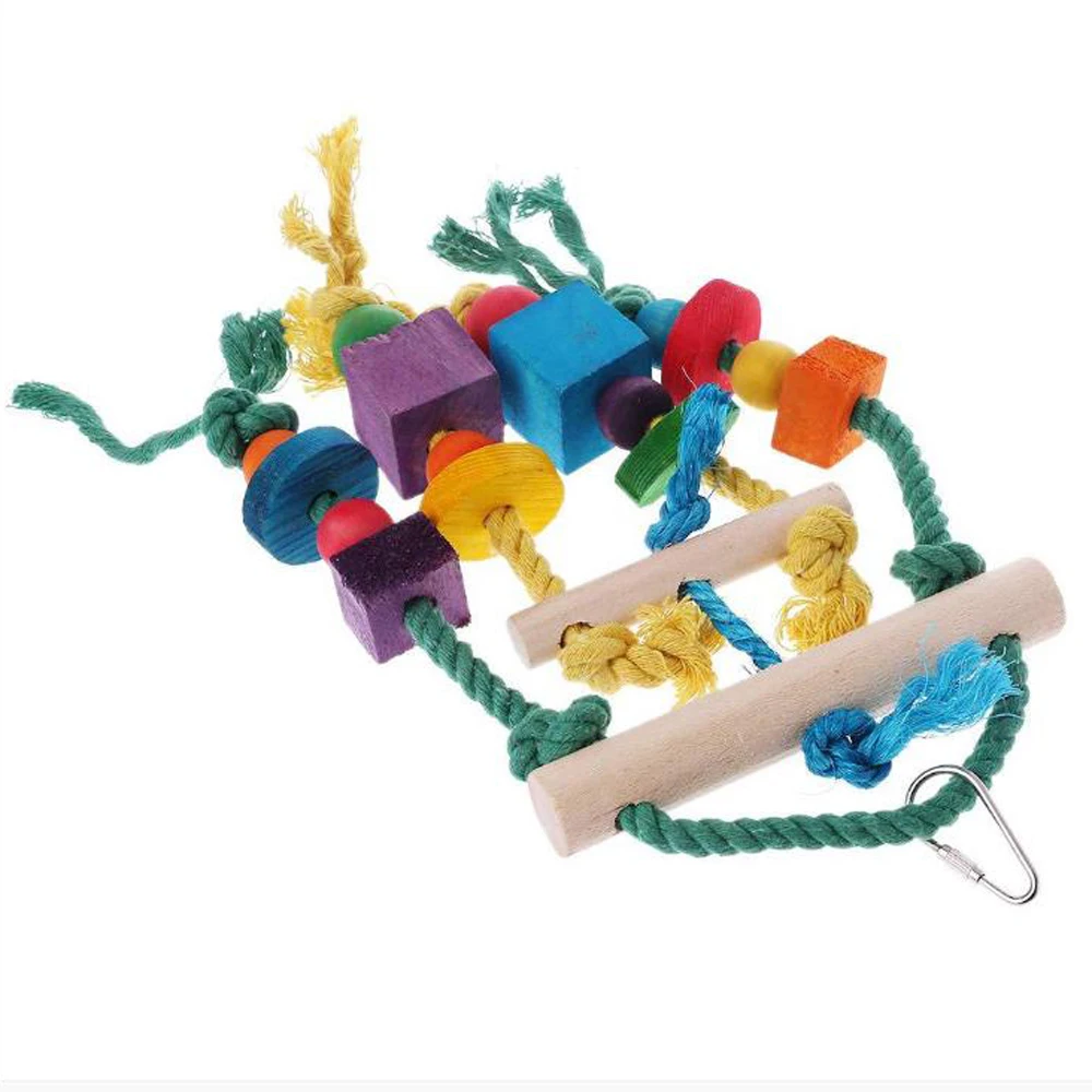 Красочные Бусины игрушки для попугаев подвеска подвесной мост цепочка