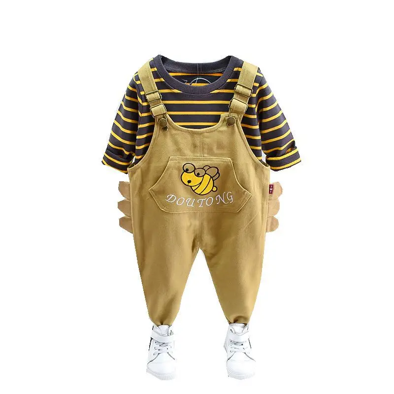 

New Spring Autumn Baby Boys Girls Clothes Suit Children Cotton T Shirt Overalls 2Pcs/sets Toddler Casual Costume Kids Tracksuits