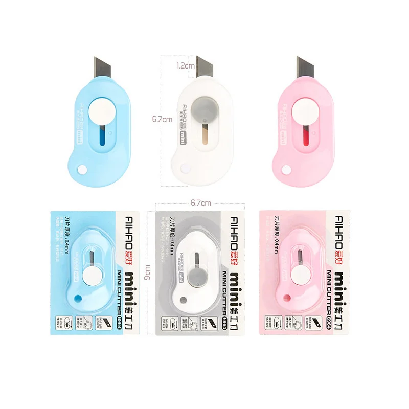 

1 Pc Solid Color Mini Portable Utility Knife Paper Cutter Cutting Paper Razor Blade Office Stationery Cute Knife