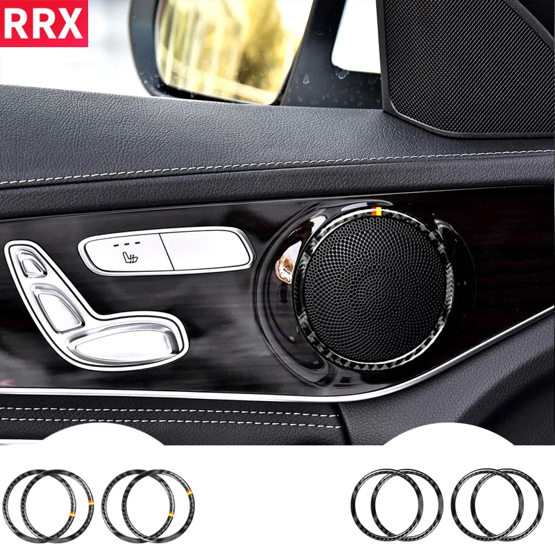

RRX For Mercedes benz new C Class W205 C180 GLC Carbon Fiber Sticker Door horn Modification Loudspeaker Decoration Interiors
