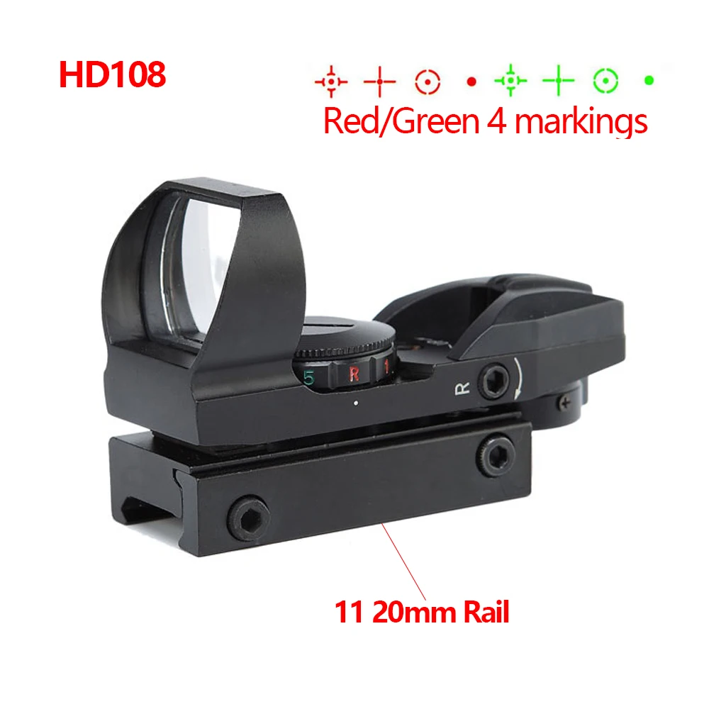 

High Definition Red Dot Scope 1x22 4 Reticle Red and Green Markings Hunting Optics Reflex Sight Rifle Scope For Airsoft Sniper
