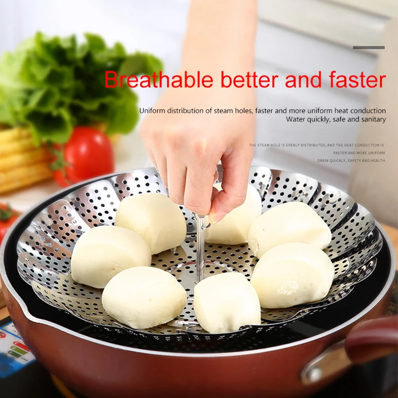 Stainless Steel Folding Steamer Mesh Vegetable Cooker Metal Bun Cookware Utensils for Cooking Steam Kitchen Accessories | Дом и сад