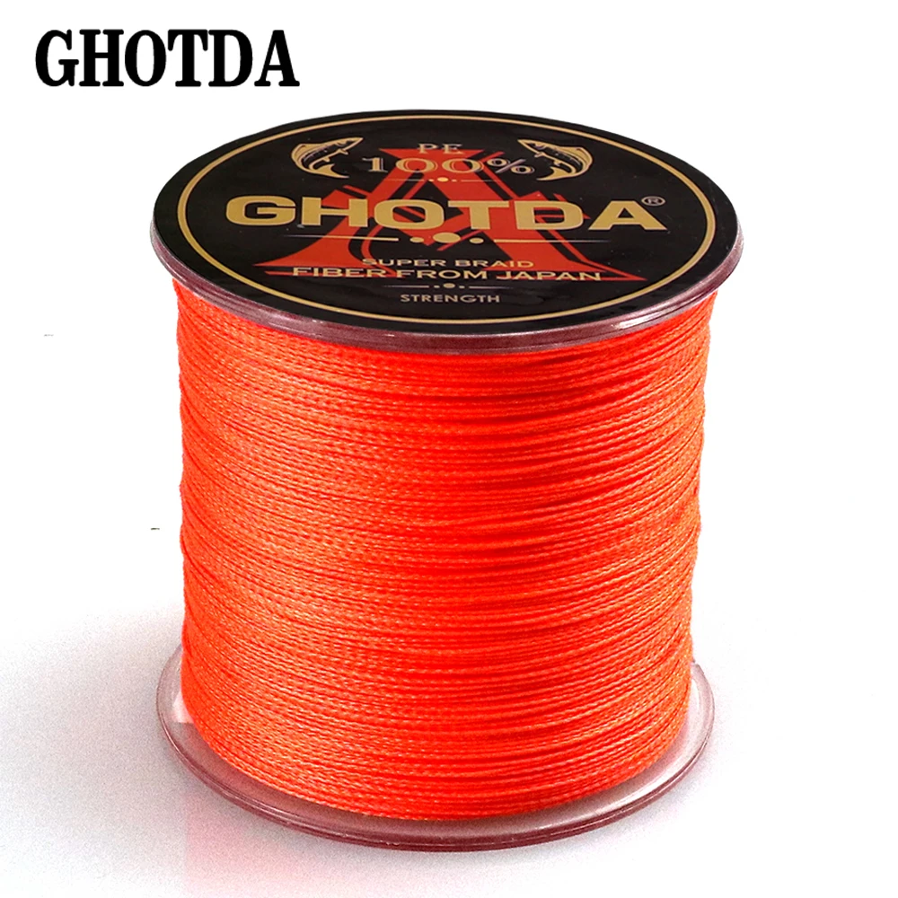 Плетеная леска GHOTDA 4 нити оранжевые 300 м 500 1000 шнур linha multifilamento плетения для