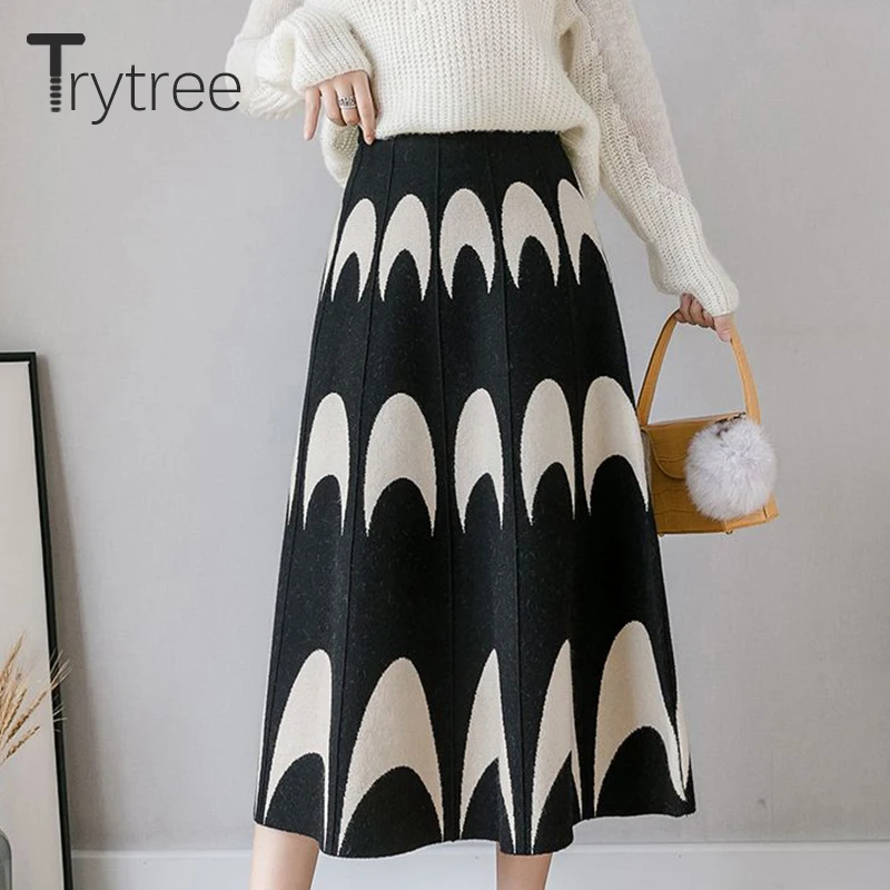 Осенне-зимняя женская повседневная юбка Trytree 2020 трикотажные юбки с