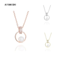 aiyanishi 925 sterling silver natural pear pendant necklaces engagement natural pearl pendant necklaces 2021 trend jewelry gifts