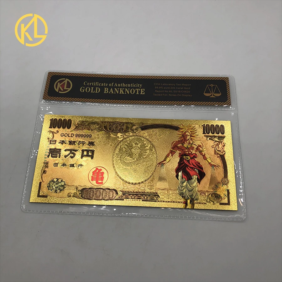 Dragon B6-COA Горячая 1 шт. Японский дракон мультфильм 10000 иен золото пластиковые банкноты для классической детской коллекции памяти - Цвет: Dragon B6-COA