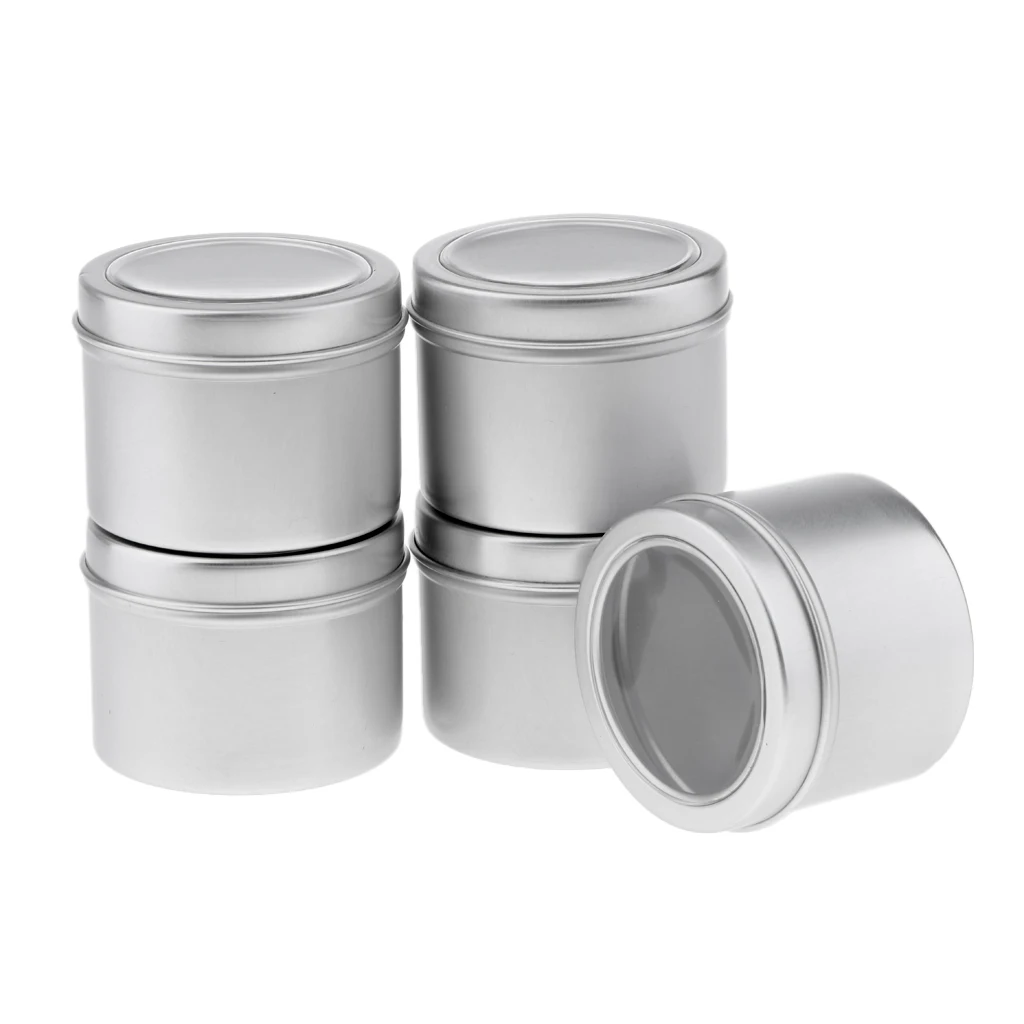 

5x 60ml Round Aluminum Cream Empty Lip Balm Candles Containers Jars Tin Lid Suitable for Travel-Size Cosmetics/Balms