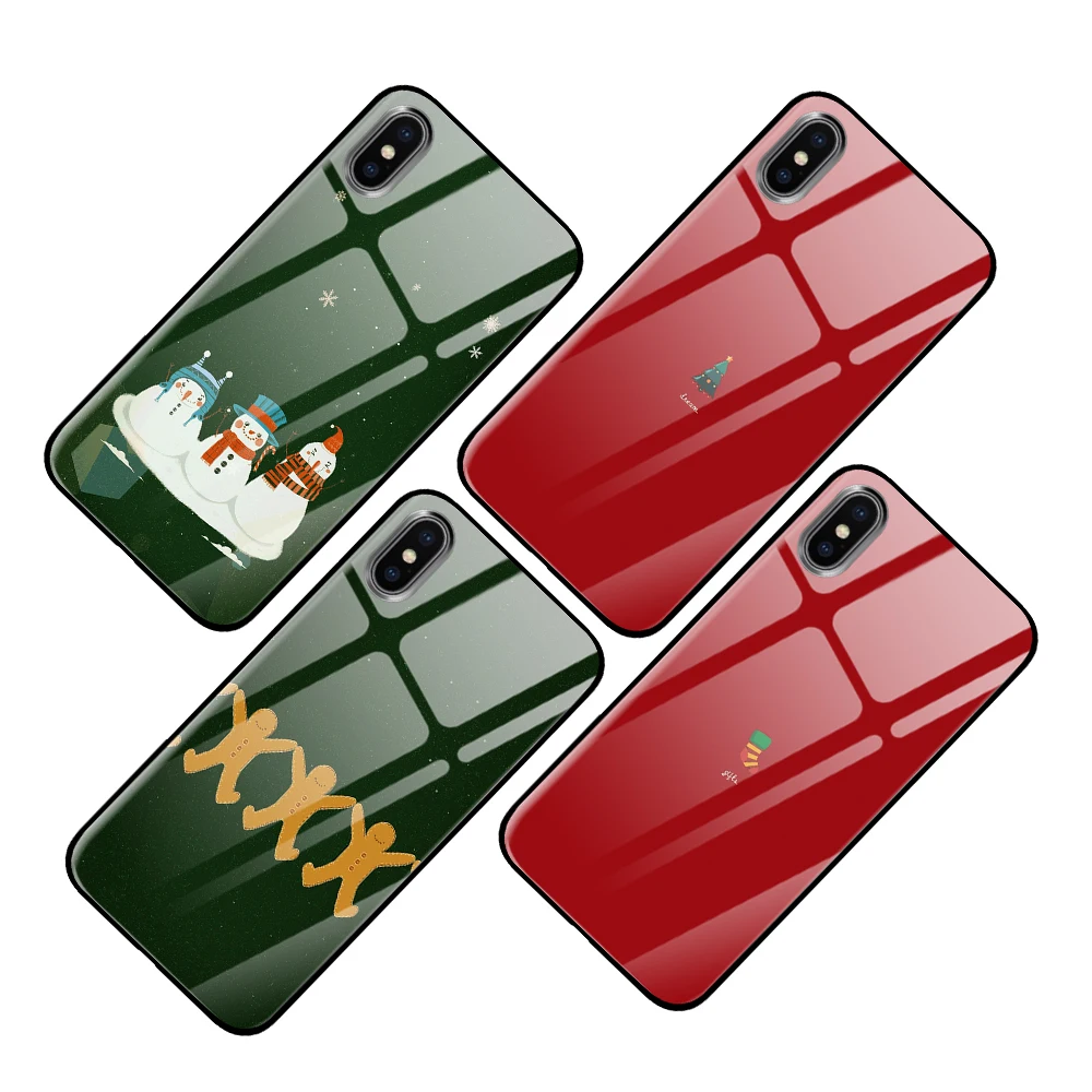 Роскошный Рождественский постер из закаленного стекла для iPhone 5 5S 6 6s 7 8 Plus X XS XR 11 Pro Max