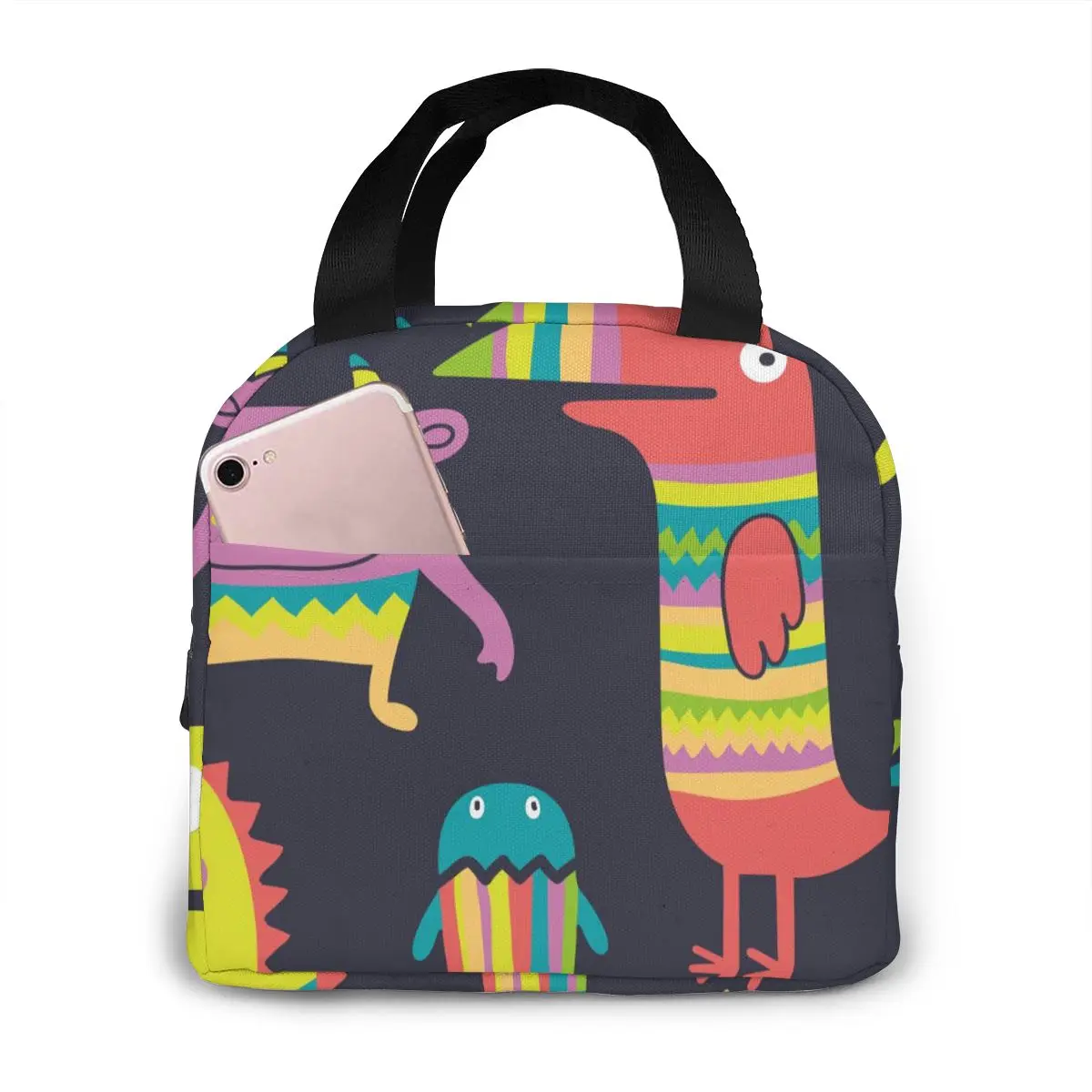

Funny Monsters Lunch Food Box Bag Insulated Thermal Food Picnic Lunch Bag for Women kids Men Cooler Tote Bag