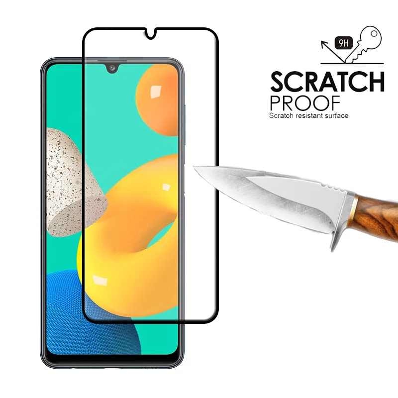 Protector de pantalla de vidrio templado para Samsung Galaxy M32, pel&iacute;cula HD, vidrio de lente-1