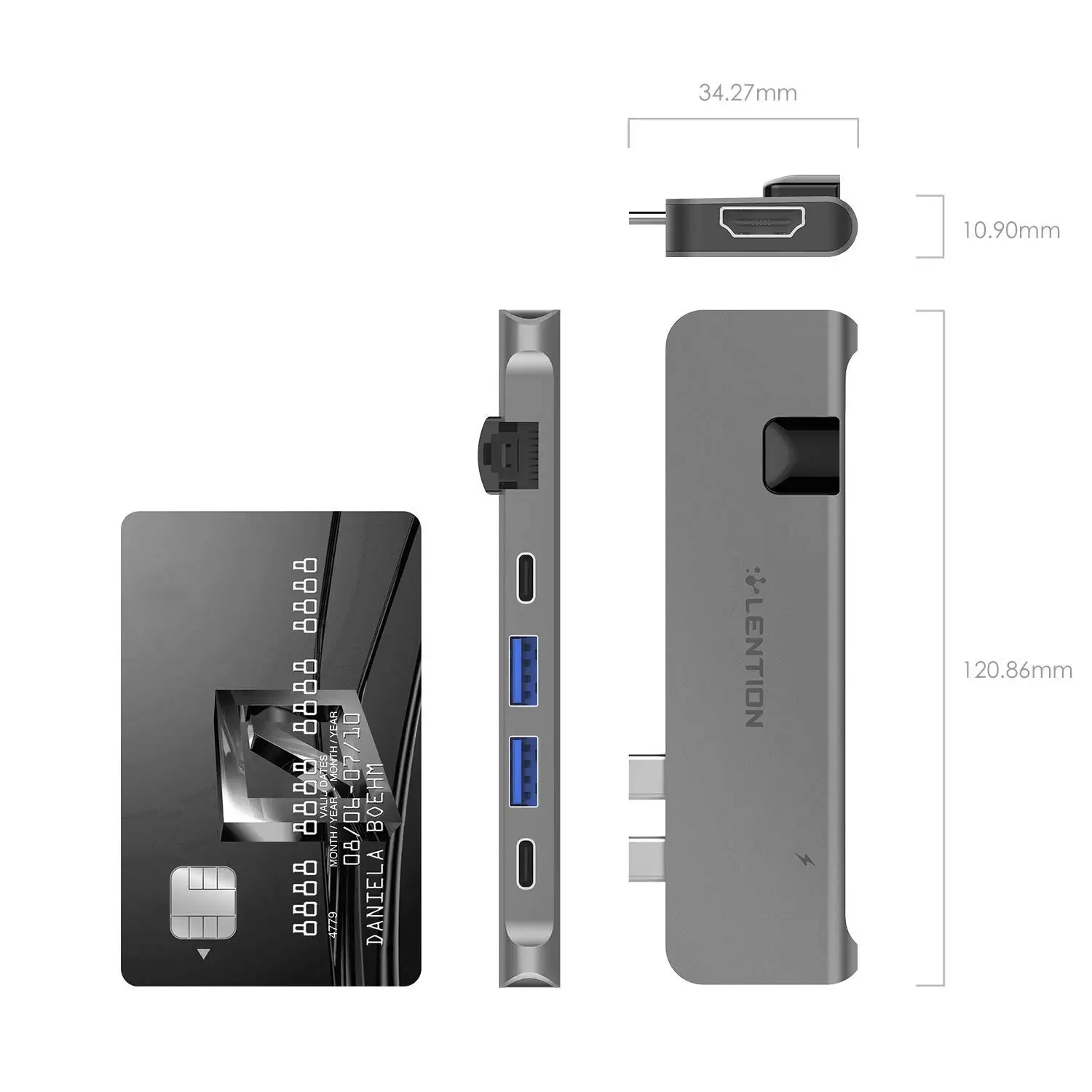 6 in 1 USB C концентратор с 40 Гбит/с Thunderbolt 3100 Вт питания, 4K HDMI, 2 USB 3,0, type C, гигабитный Ethernet адаптер для нового Mac Air - Цвет: 6 in 1