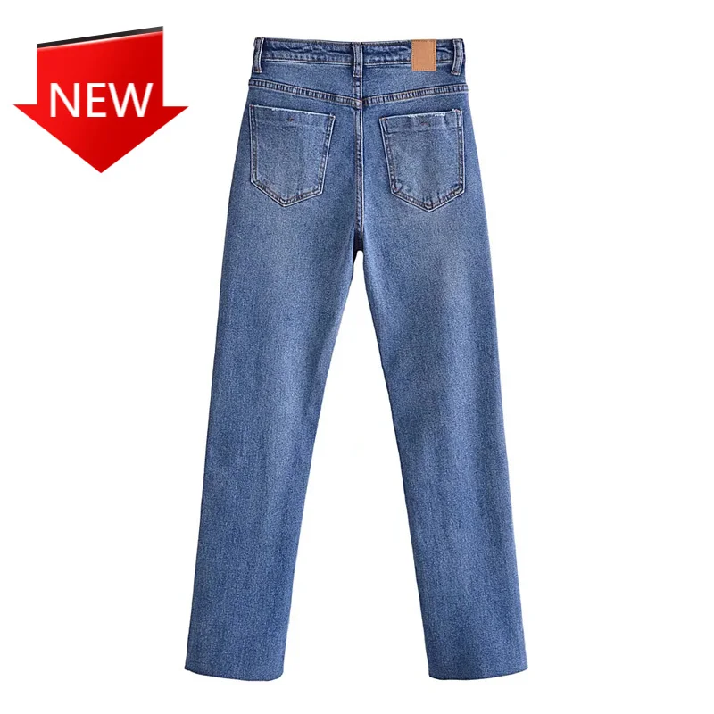 

Джинсовые брюки, женская одежда, синие джинсы, винтажные облегающие джинсовые расклешенные брюки с разрезом, женские джинсы с высокой талие...