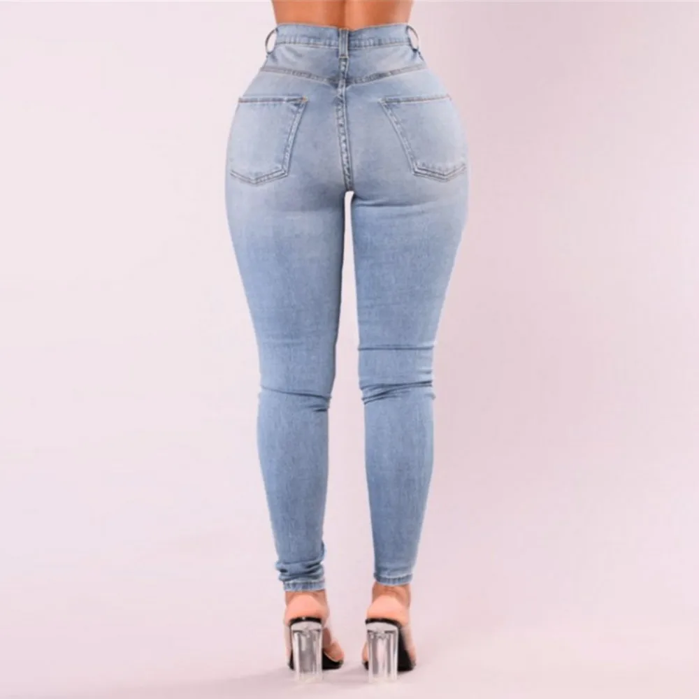 Рваные джинсы женские леггинсы новинка обтягивающие с высокой талией джинсовые