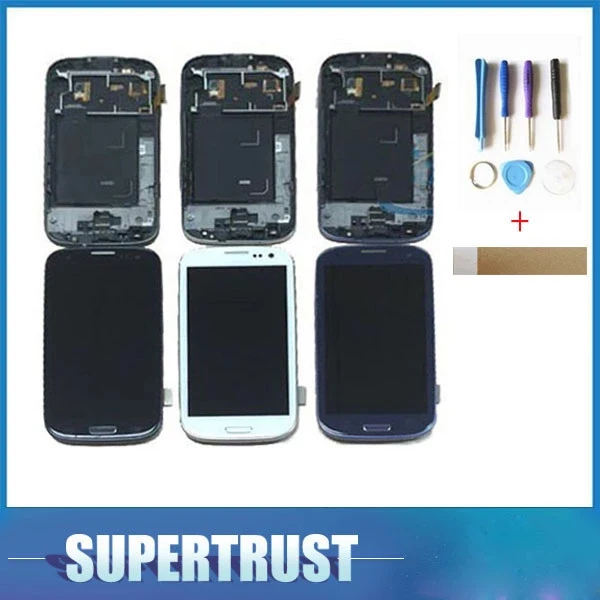 ЖК-дисплей с сенсорным датчиком в сборе и рамкой для Samsung Galaxy S III I9300 | Мобильные