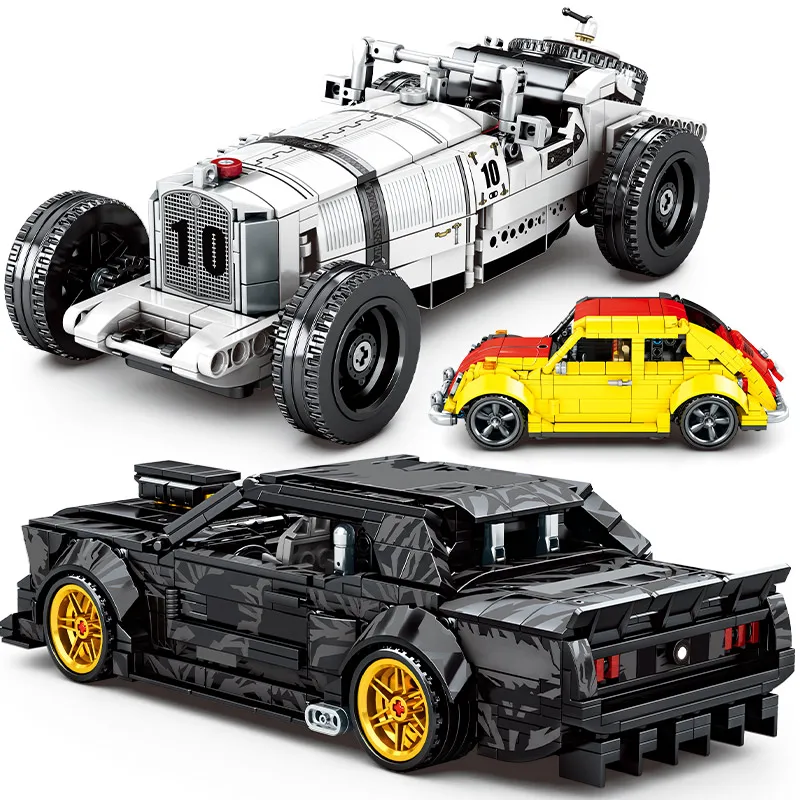 

City Mechanical Pull Back Speed Car MOC Brick Creator high-tech Convertible Racing Vehicle Building Block Toy For Children
