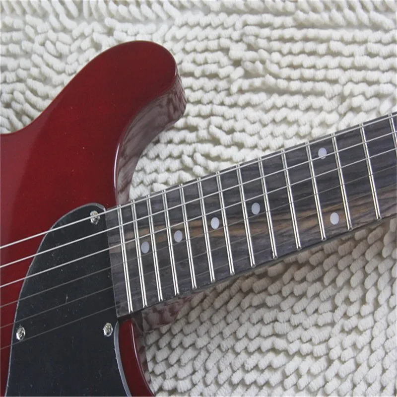 Оригинальная винно-Красная гитара с имитацией под дерево и мостом модель P90 заказ