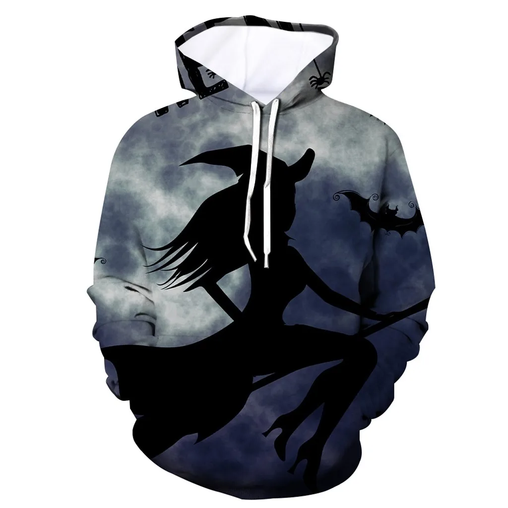 2019 Мужская Повседневная Толстовка на хэллоуин с объемным принтом ведьмы и