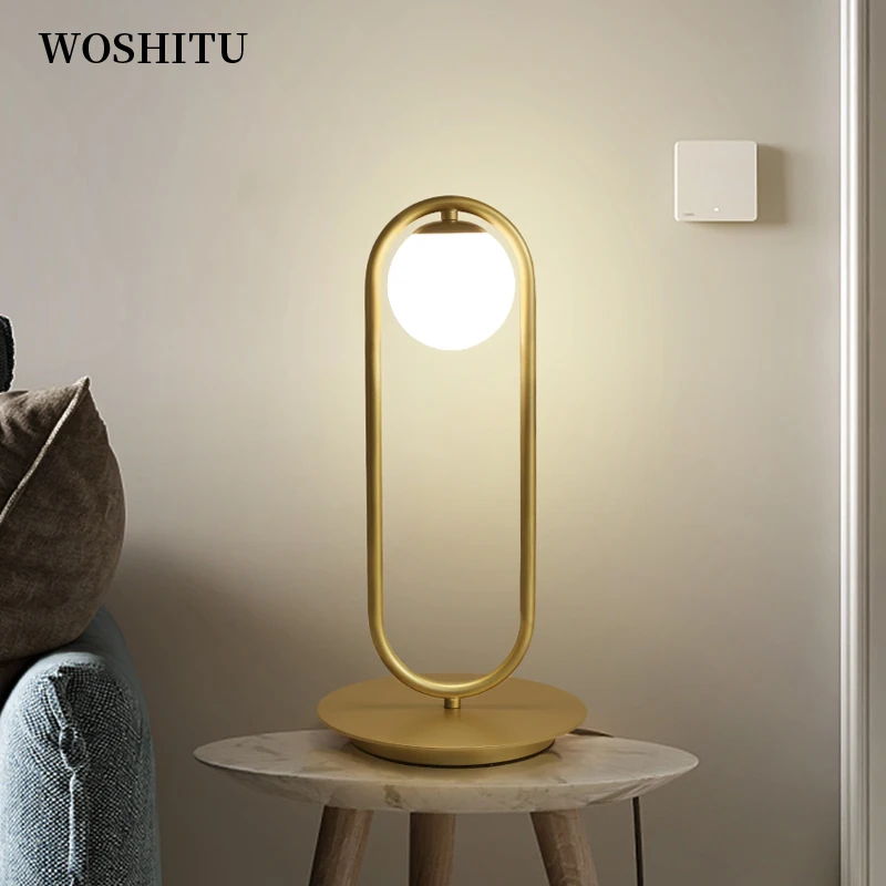 

Nordic Table Lamp for Bedroom Reading Study Modern Gold Glass Lampshade Desk lamp Bedside Lights Indoor Decor Lighting Fixture