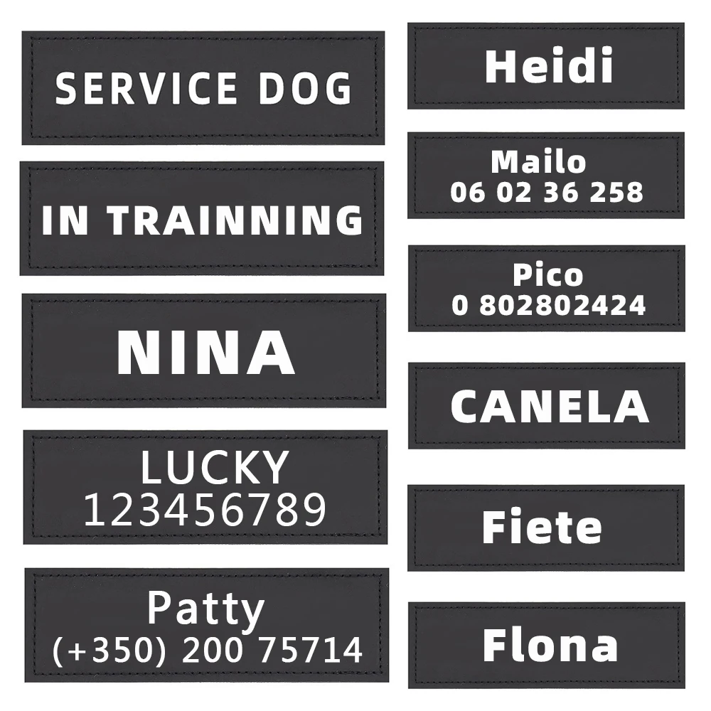 

2 PCS Personalized Dog Harness Tags Dog Name Custom K9 Dog Harness Collar Label Sticker Patch Custom Dog Harness Name Tag Velcro