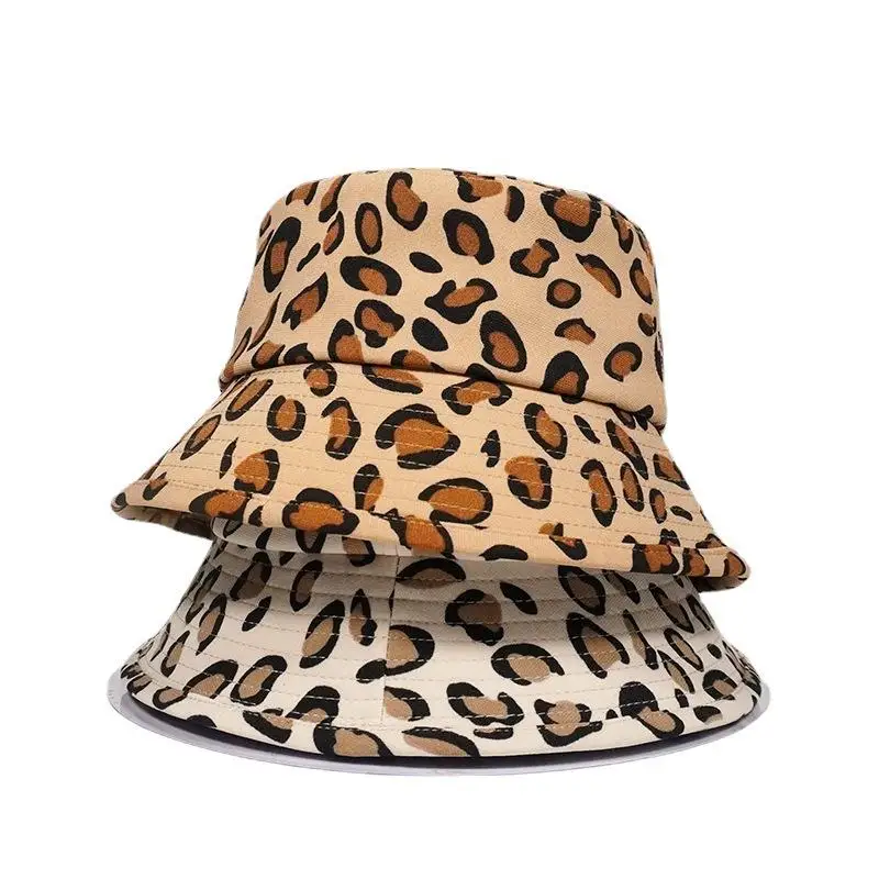 

Cotton Leopard Print Bucket Hat Fisherman Hat Outdoor Travel Hat Sun Cap Hats for Men and Women 433