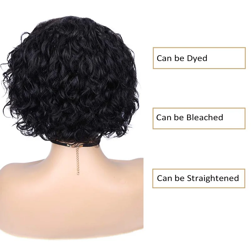 Парик Pixie Cut кудрявый Боб кружевной передний парик 150% плотность 13х4 кружевные