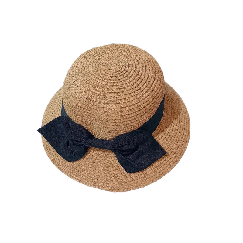 Summer Kids Butterfly Knot Straw Hats Fedora Hat Children Visor Beach Sun Baby Girls Sunhat Wide Brim Floppy Panama For Girl | Аксессуары