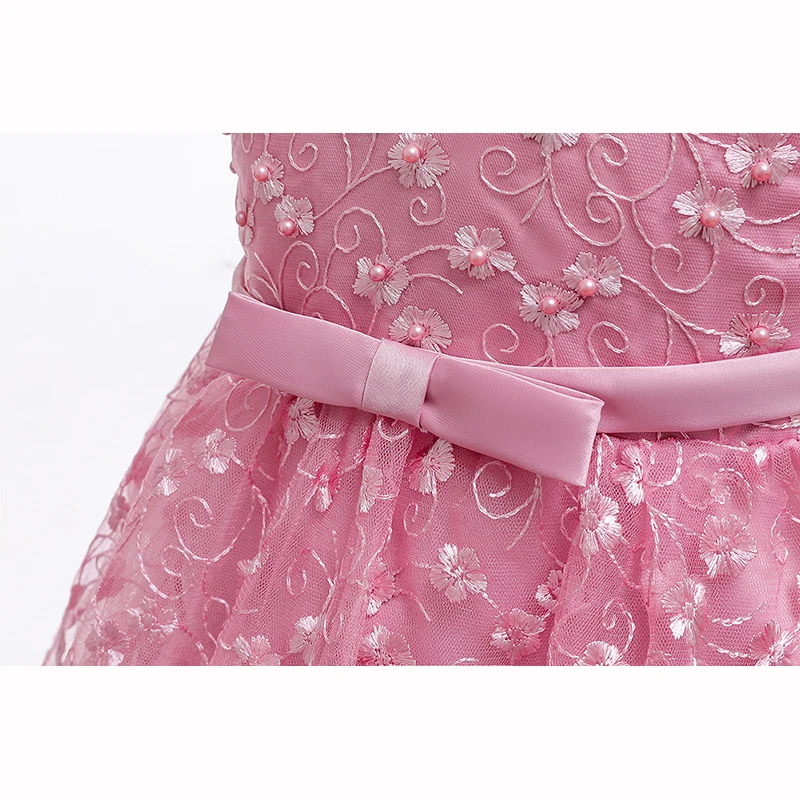 Свадебные платья для девочек Сетчатое платье-пачка с бантом и цветочным узором